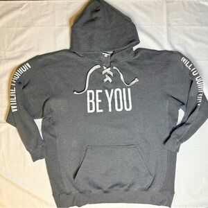 LuLaRoe Women’s “Be Happy” Pullover Gray Hoodie Size 3XL